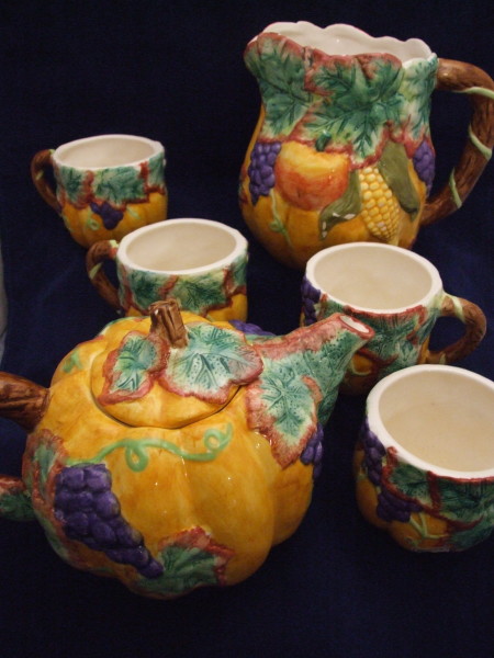 hand painted ceramic tea set