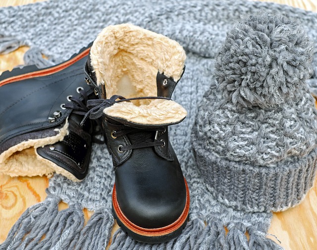 Winter boots, hat, scarf