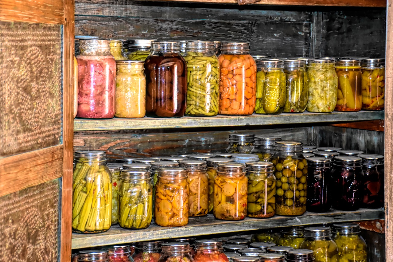 canned goods in root cellar
