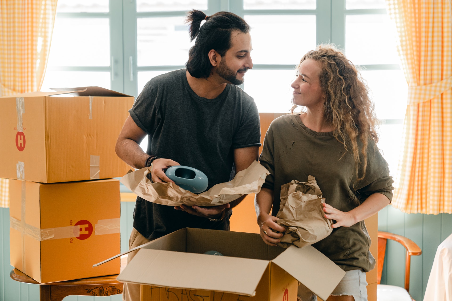 Young couple moving day