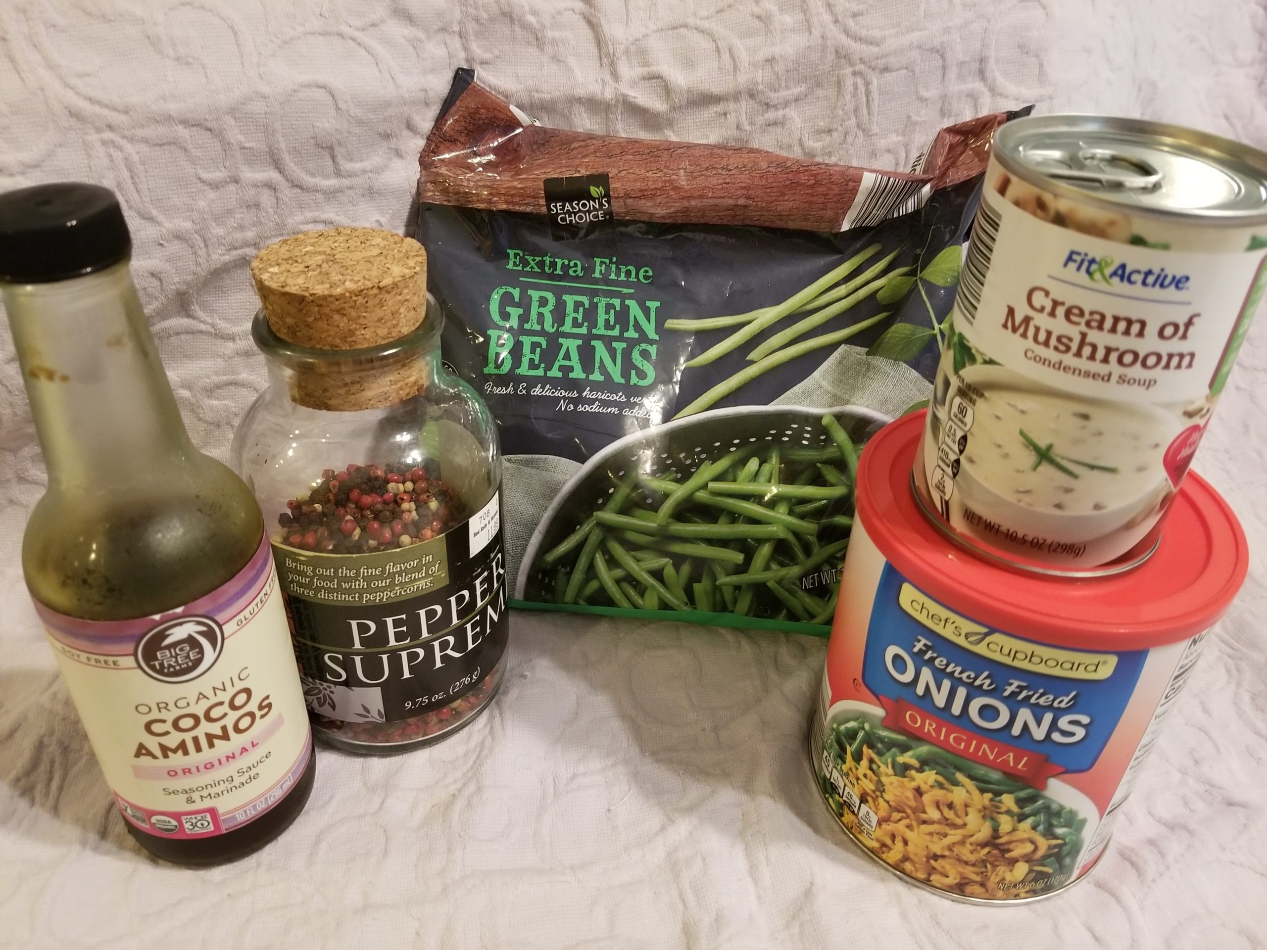Ingredients for making green bean casserole