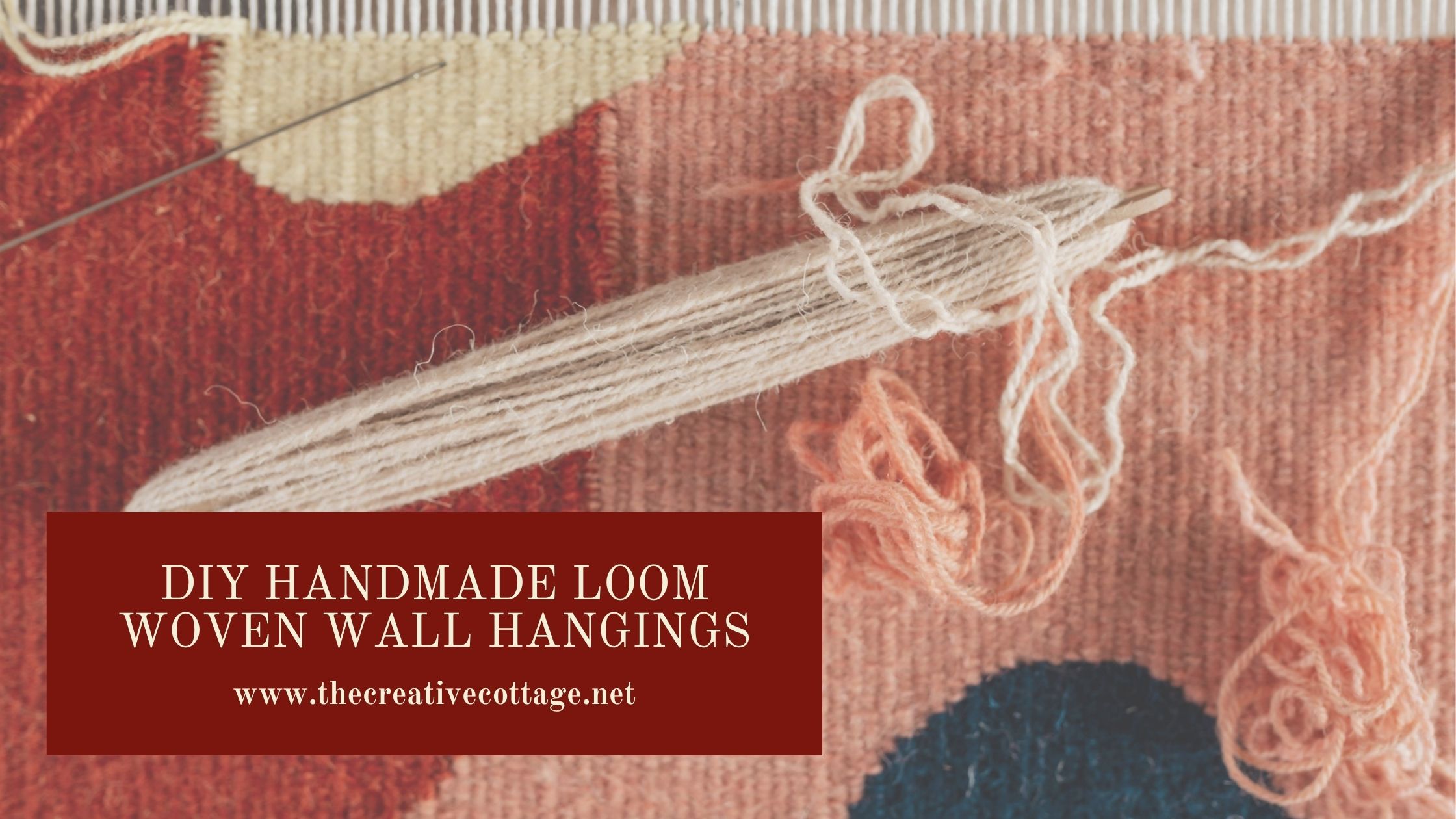 peach, rust, and cream handwoven tapestry wall hanging
