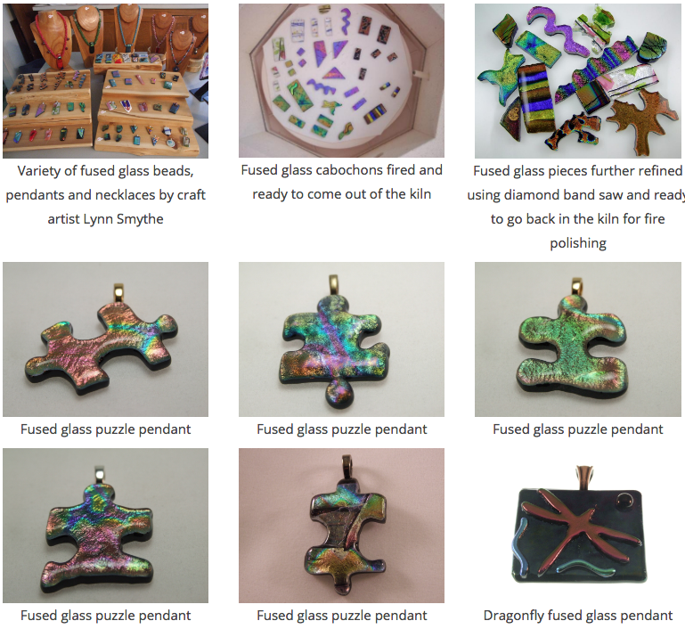 Fused glass beads and pendants by Lynn Smythe for The Creative Cottage